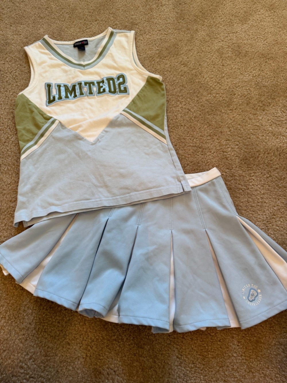 Limited Too White, Light Blue & Olive Green Cheer Set